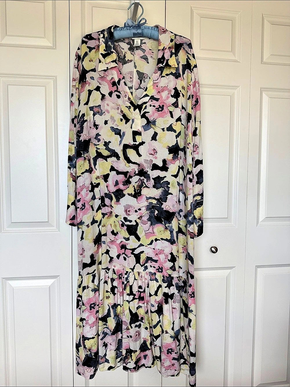 H&M Floral Maxi Dress in Pink & Black Size XL